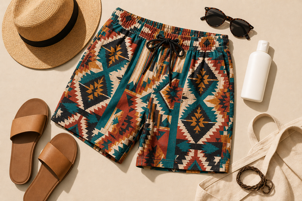 Native American-Inspired Hawaiian Shorts for July Summer Style