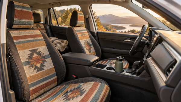 Native American-Inspired Car Seat Covers for Fall Road Trips