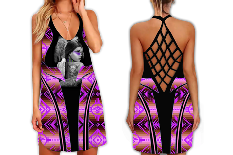 Powwow StoreSTB0010 Pattern Native Strappy Back Dress