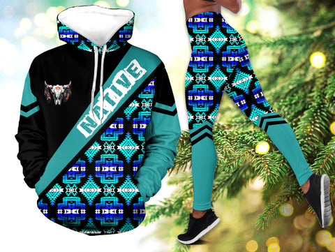 Powwow StoreHLS000992 Pattern Native 3D Hoodie Legging Set