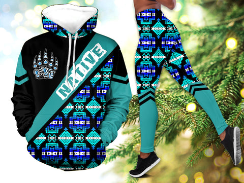 Powwow StoreHLS000993 Pattern Native 3D Hoodie Legging Set