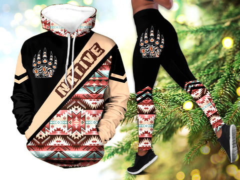 Powwow StoreHLS000995 Pattern Native 3D Hoodie Legging Set