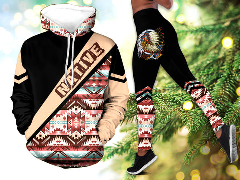 Powwow StoreHLS000996 Pattern Native 3D Hoodie Legging Set