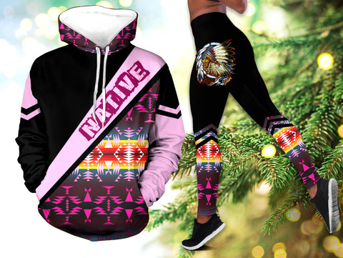 Powwow StoreHLS000997 Pattern Native 3D Hoodie Legging Set