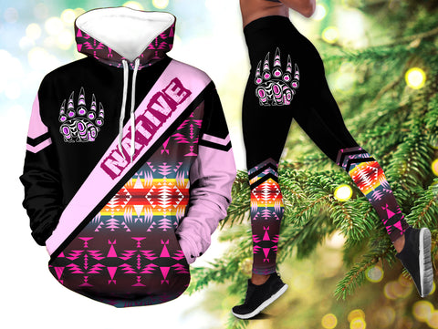 Powwow StoreHLS000998 Pattern Native 3D Hoodie Legging Set
