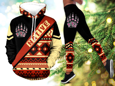 Powwow StoreHLS000999 Pattern Native 3D Hoodie Legging Set