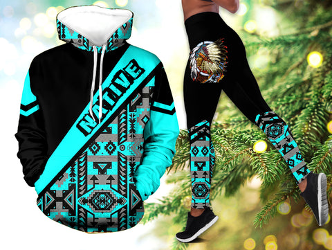 Powwow StoreHLS001003 Pattern Native 3D Hoodie Legging Set