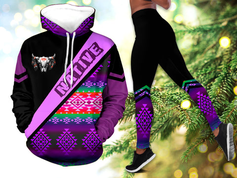 Powwow StoreHLS001006 Pattern Native 3D Hoodie Legging Set