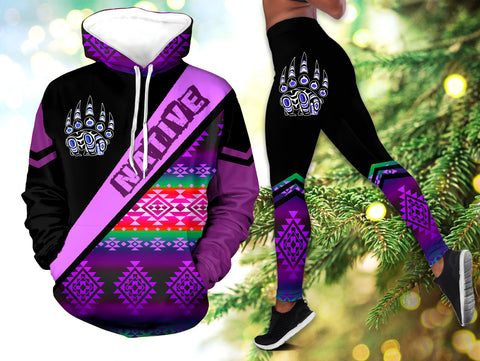 Powwow StoreHLS001009 Pattern Native 3D Hoodie Legging Set