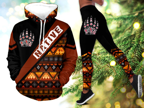 Powwow StoreHLS001008 Pattern Native 3D Hoodie Legging Set