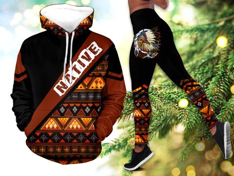 Powwow StoreHLS001010 Pattern Native 3D Hoodie Legging Set