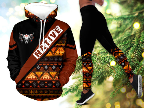 Powwow StoreHLS001011 Pattern Native 3D Hoodie Legging Set