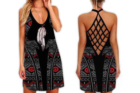 Powwow StoreSTB0012 Pattern Native Strappy Back Dress