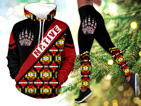 Powwow StoreHLS001012 Pattern Native 3D Hoodie Legging Set