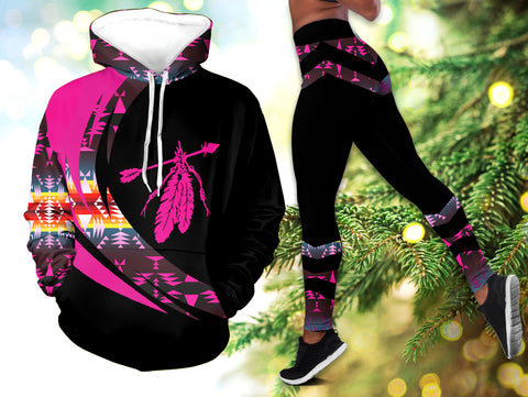 Powwow StoreHLS001108 Pattern Native 3D Hoodie Legging Set