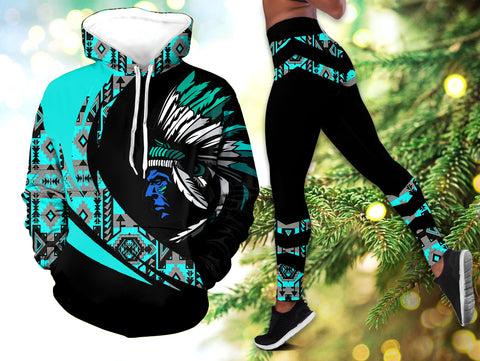 Powwow StoreHLS001110 Pattern Native 3D Hoodie Legging Set