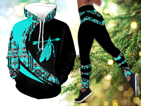 Powwow StoreHLS001112 Pattern Native 3D Hoodie Legging Set