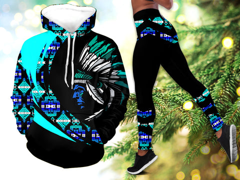 Powwow StoreHLS001115 Pattern Native 3D Hoodie Legging Set