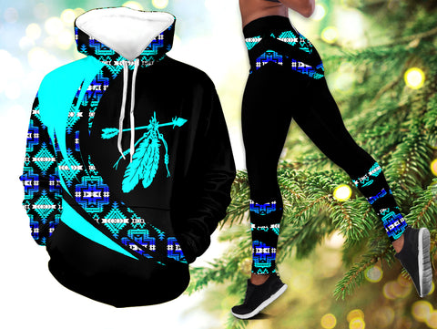 Powwow StoreHLS001117 Pattern Native 3D Hoodie Legging Set