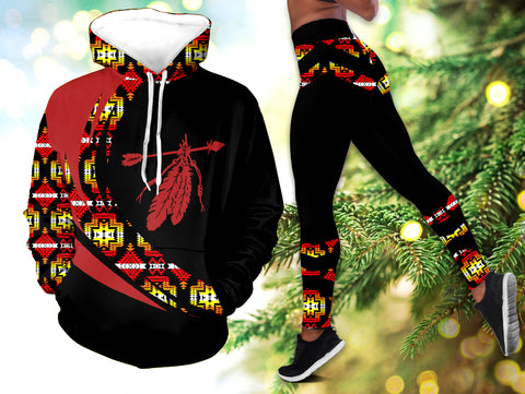Powwow StoreHLS001118 Pattern Native 3D Hoodie Legging Set