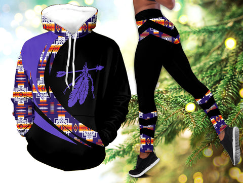 Powwow StoreHLS001124 Pattern Native 3D Hoodie Legging Set