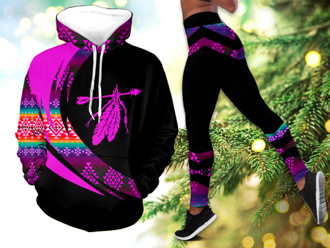 Powwow StoreHLS001123 Pattern Native 3D Hoodie Legging Set