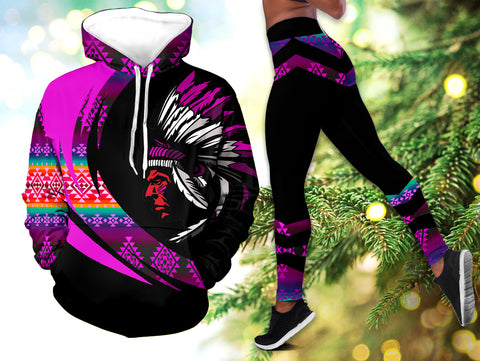 Powwow StoreHLS001125 Pattern Native 3D Hoodie Legging Set