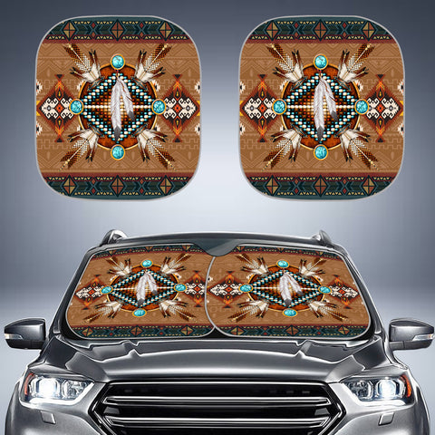 Powwow StoreGBNAT00640 United Tribes Design Native American Auto Sun Shades 2pcs