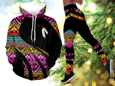 Powwow StoreHLS0011814 Pattern Native 3D Hoodie Legging Set
