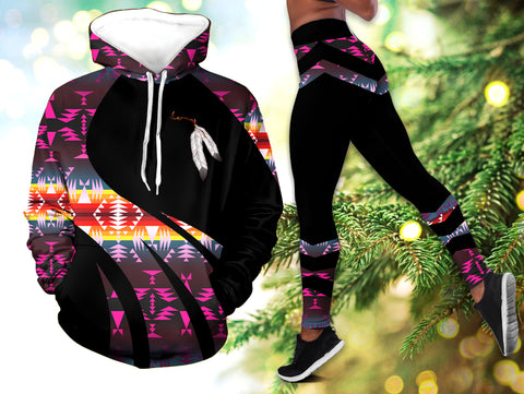 Powwow StoreHLS0011815 Pattern Native 3D Hoodie Legging Set