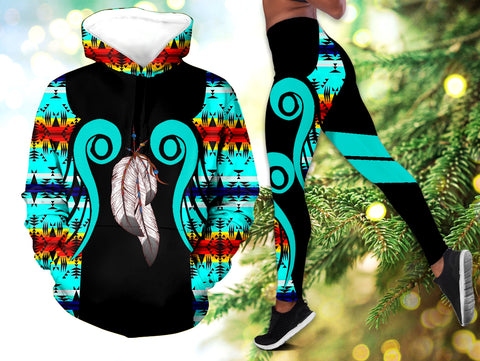 Powwow StoreHLS0012100 Pattern Native 3D Hoodie Legging Set