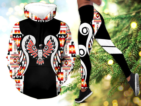 Powwow StoreHLS0012103 Pattern Native 3D Hoodie Legging Set