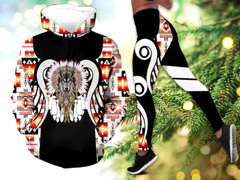 Powwow StoreHLS0012104 Pattern Native 3D Hoodie Legging Set