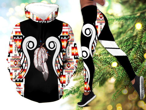 Powwow StoreHLS0012106 Pattern Native 3D Hoodie Legging Set