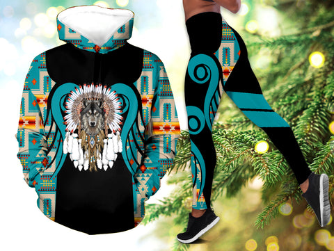 Powwow StoreHLS0012110 Pattern Native 3D Hoodie Legging Set