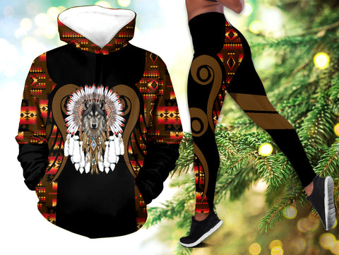 Powwow StoreHLS0012111 Pattern Native 3D Hoodie Legging Set
