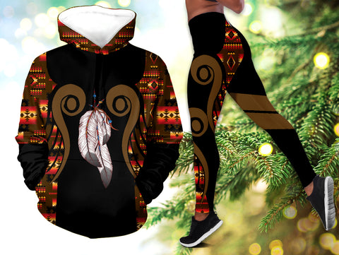 Powwow StoreHLS0012113 Pattern Native 3D Hoodie Legging Set