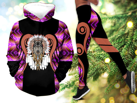 Powwow StoreHLS0012121 Pattern Native 3D Hoodie Legging Set