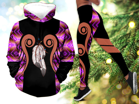 Powwow StoreHLS0012123 Pattern Native 3D Hoodie Legging Set