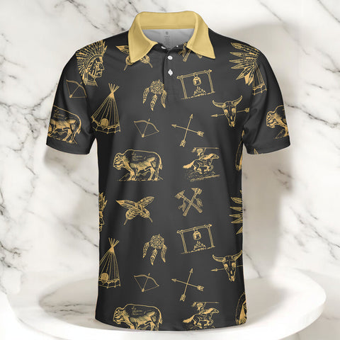 250328M01 Chief Native American Polo T-Shirt 3D