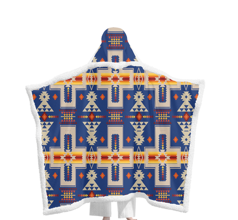 Powwow StoreGBNAT0006204 Pattern Native Wearable Hooded Blanket