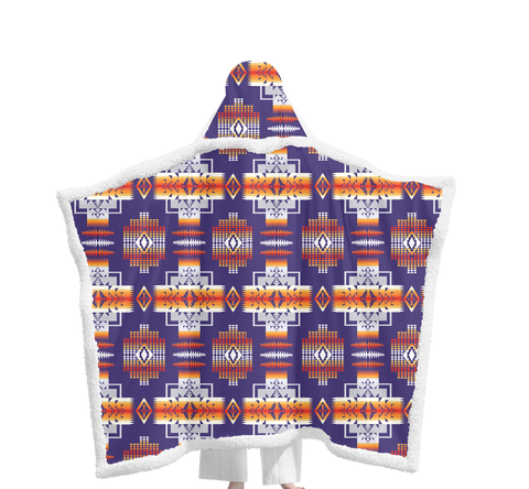 Powwow StoreGBNAT0004 Pattern Native Wearable Hooded Blanket