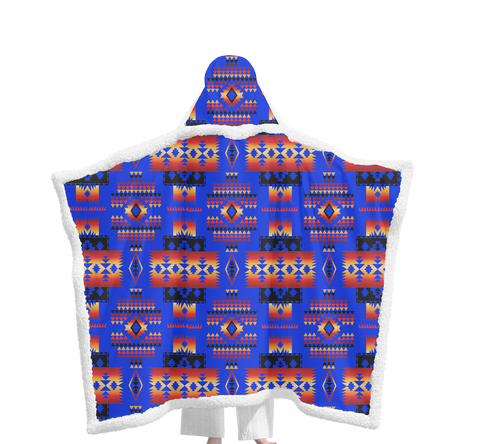 Powwow StoreGBNAT0004606 Pattern Native Wearable Hooded Blanket