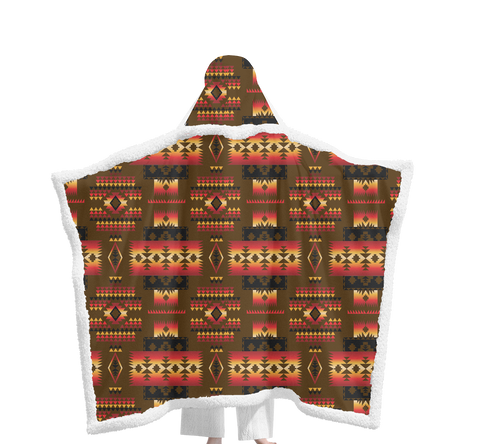 Powwow StoreGBNAT0004608 Pattern Native Wearable Hooded Blanket