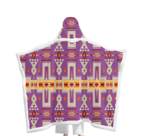 Powwow StoreGBNAT0006207 Pattern Native Wearable Hooded Blanket