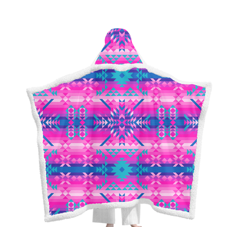 Powwow StoreGBNAT00630 Pattern Native Wearable Hooded Blanket