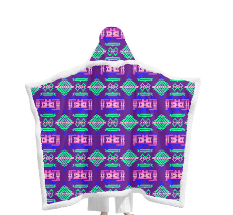 Powwow StoreGBNAT00628 Pattern Native Wearable Hooded Blanket