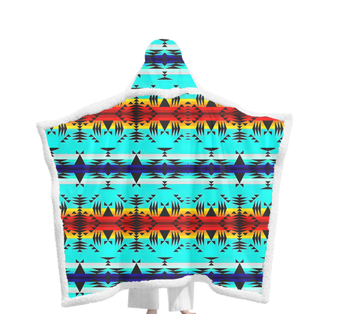 Powwow StoreGBNAT00631 Pattern Native Wearable Hooded Blanket