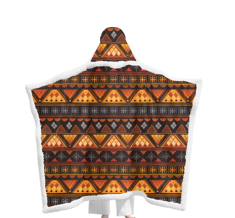 Powwow StoreGBNAT00644 Pattern Native Wearable Hooded Blanket