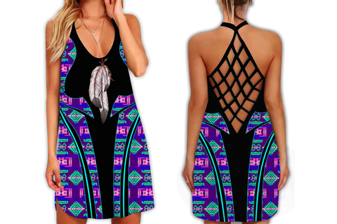 Powwow StoreSTB0004 Pattern Native Strappy Back Dress